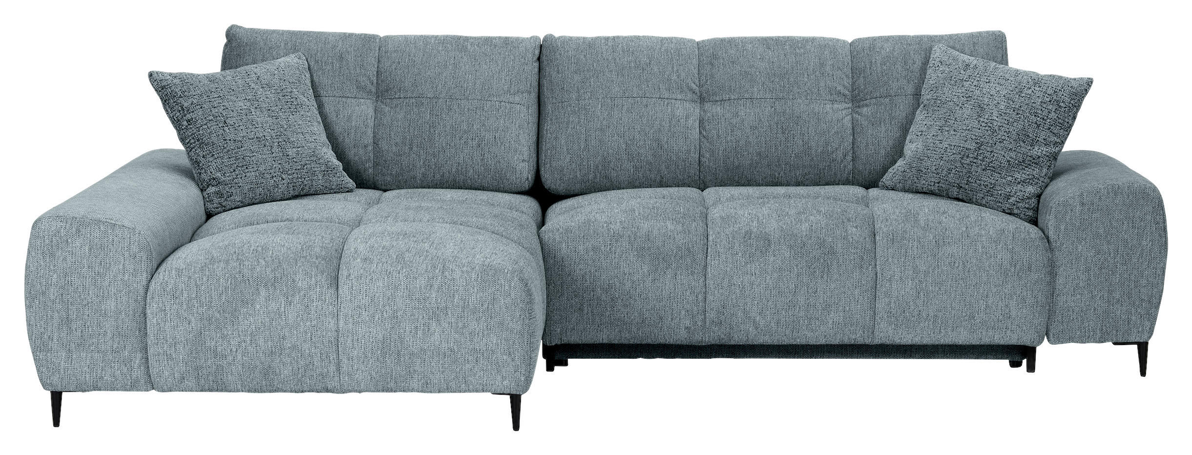 ECKSOFA Dunkelgrau Flachgewebe  - Dunkelgrau/Schwarz, KONVENTIONELL, Textil/Metall (180/295cm) - Carryhome
