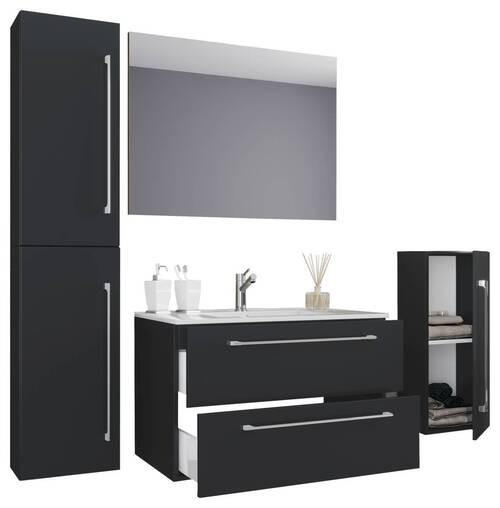 BADEZIMMER 5-teilig in 126 cm - Weiss/Alufarben, Modern, Keramik/Holzwerkstoff (126cm) - MID.YOU