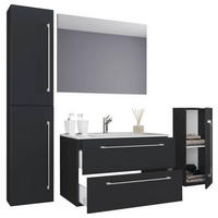 BADEZIMMER 5-teilig  in 126 cm  - Weiss/Alufarben, Modern, Keramik/Holzwerkstoff (126cm) - MID.YOU