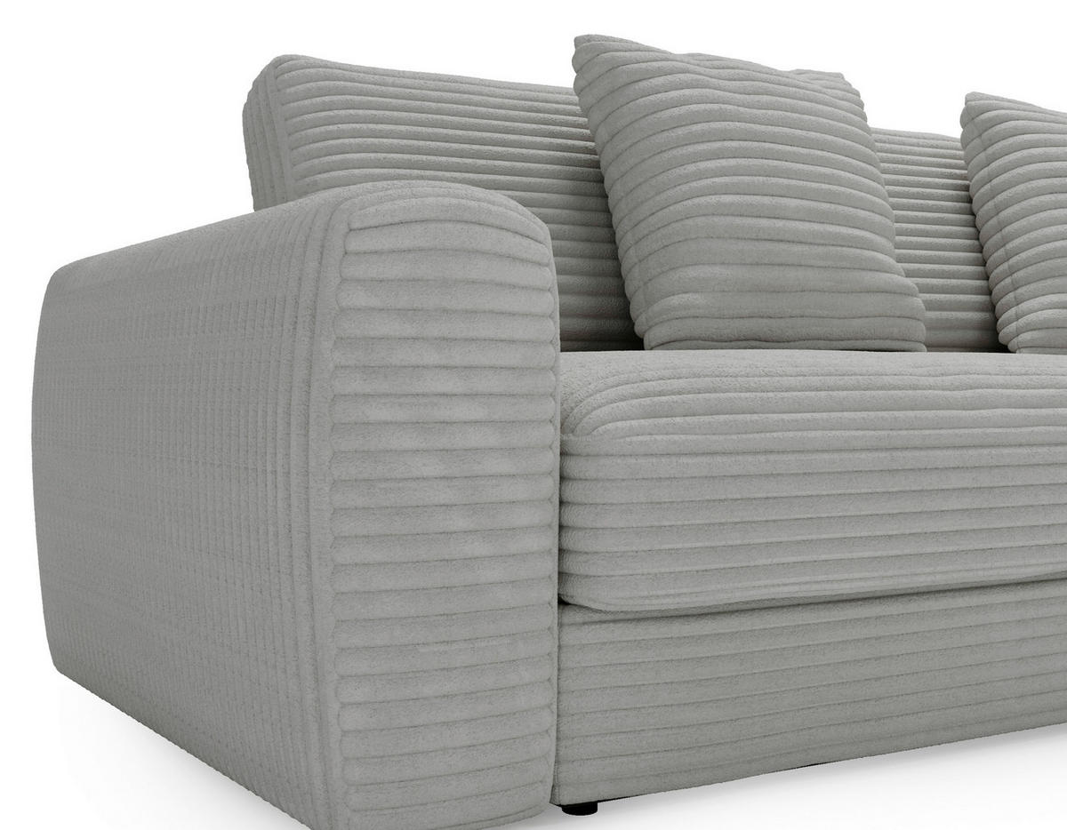 ECKSOFA in Cord Hellgrau  302/182 cm  - Hellgrau/Schwarz, MODERN, Kunststoff/Textil (302/182cm) - Carryhome