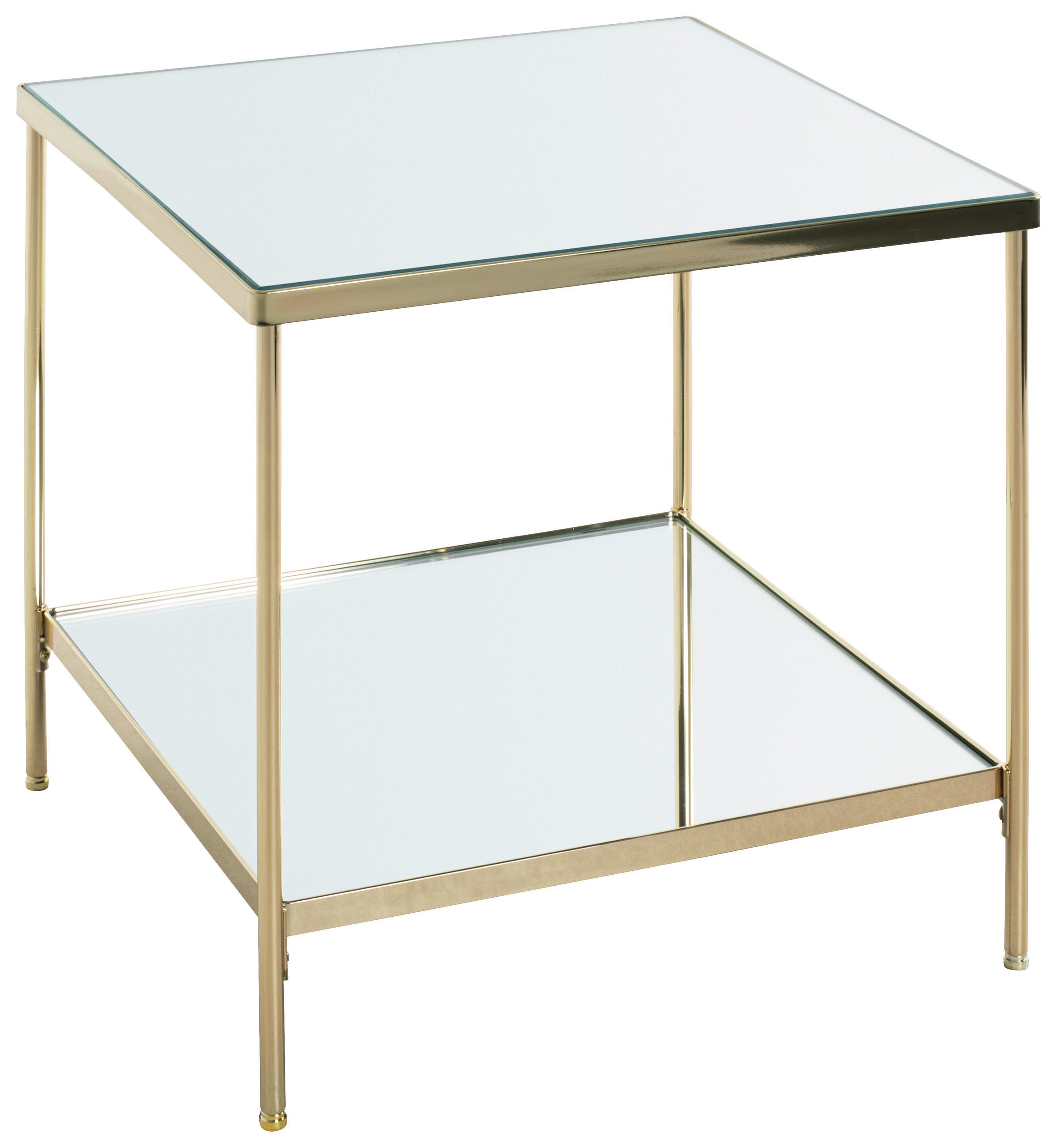 BEISTELLTISCH 45/45/46 cm Messingfarben quadratisch  - Messingfarben, Trend, Glas/Metall (45/45/46cm)