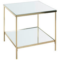 BEISTELLTISCH 45/45/46 cm Messingfarben quadratisch  - Messingfarben, Trend, Glas/Metall (45/45/46cm)