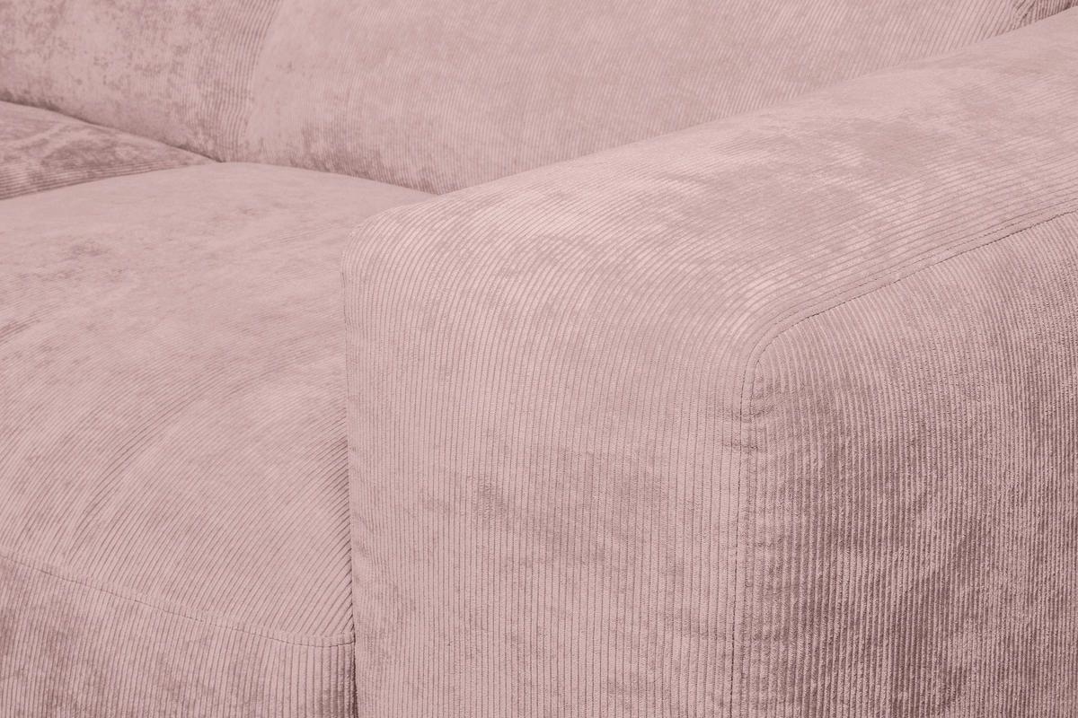 ECKSOFA HANNAH Rosa Cord  - Schwarz/Rosa, Design, Kunststoff/Textil (170/343cm) - MID.YOU