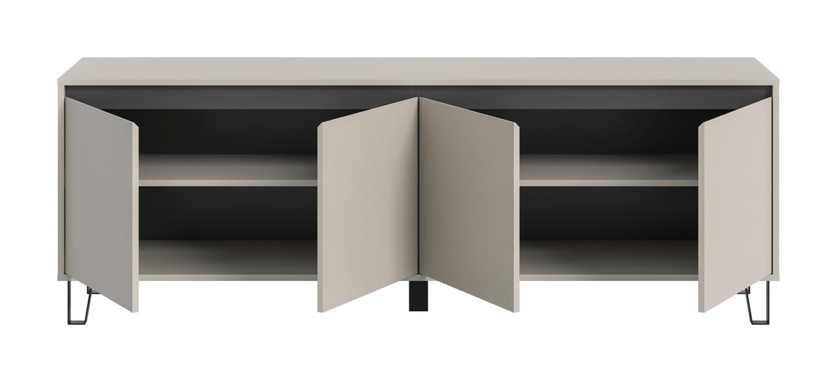 LOWBOARD  184/64/40 cm  stehend  - Kaschmir/Schwarz, Design, Holzwerkstoff/Metall (184/64/40cm) - MID.YOU
