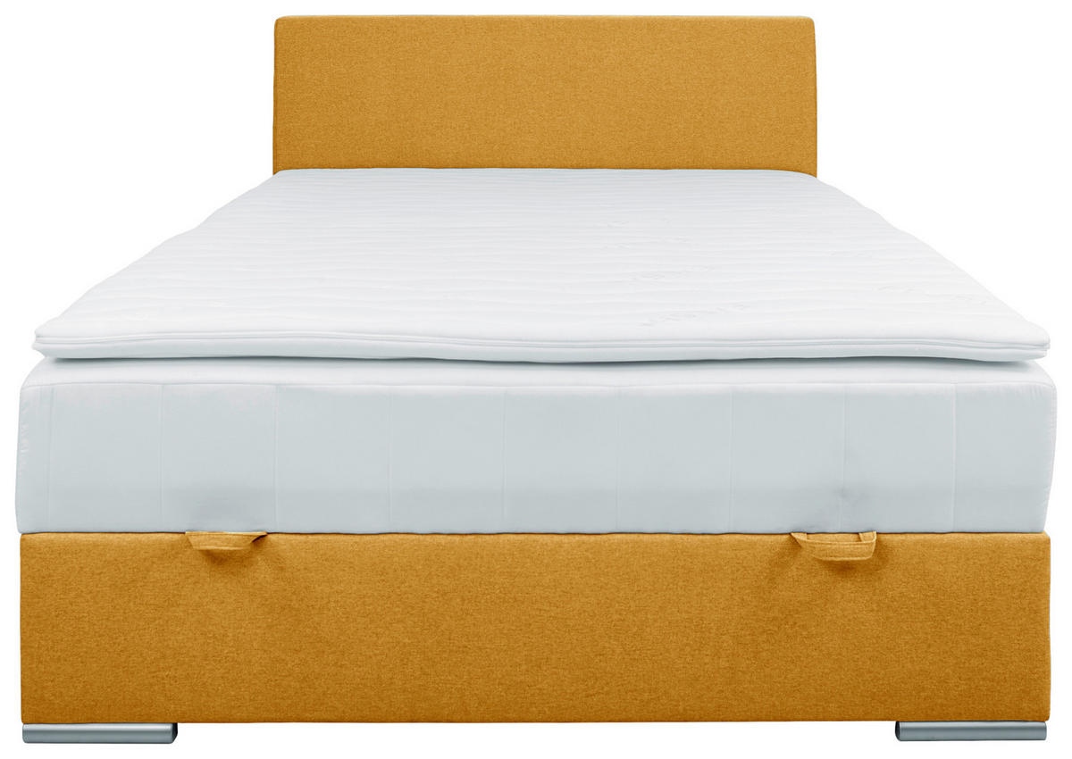 BOXBETT 90/200 cm  in Currygelb  - Chromfarben/Currygelb, KONVENTIONELL, Kunststoff/Textil (90/200cm) - Carryhome