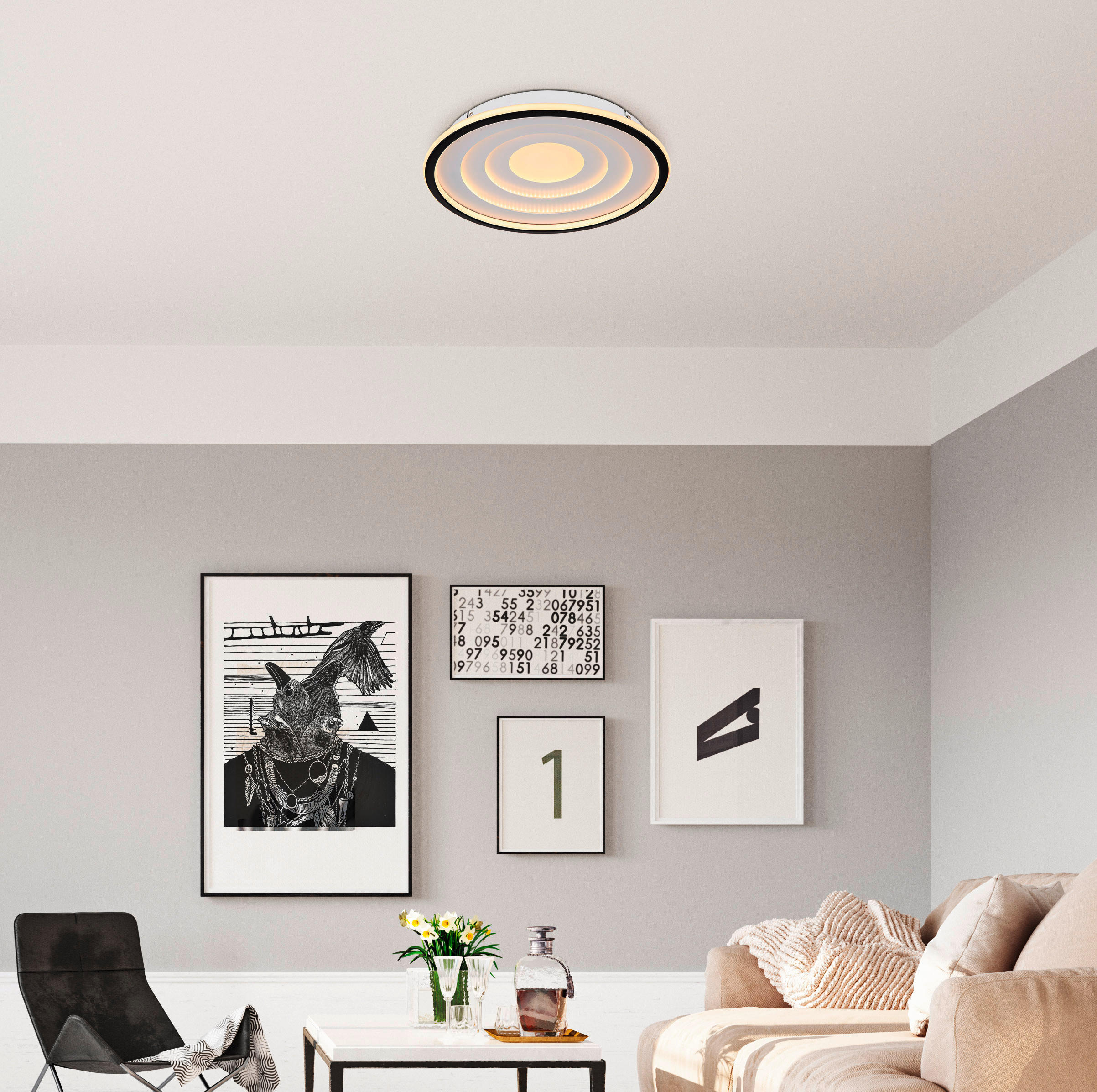 DECKENLEUCHTE 24 W  40/5,7 cm    - Weiss/Opal, Trend, Kunststoff/Metall (40/5,7cm) - Globo