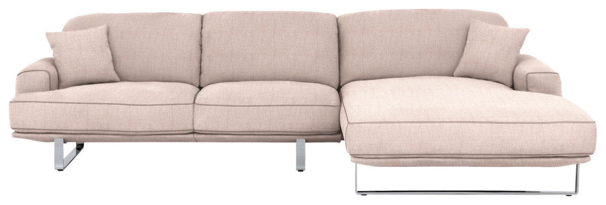 ECKSOFA in Webstoff Rosa  - Rosa, Design, Textil/Metall (304/184cm) - Dieter Knoll