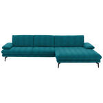 ECKSOFA  in Chenille Petrol  310/180 cm  - Petrol/Schwarz, Design, Textil/Metall (310/180cm) - Dieter Knoll