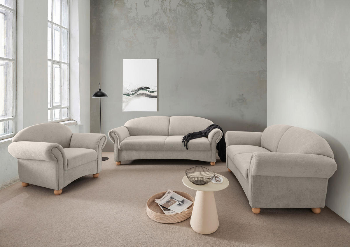 2-SITZER-SOFA in Mikrofaser Weiss  - Wildeiche/Weiss, Konventionell, Holz/Textil (151/94/80cm) - Livetastic