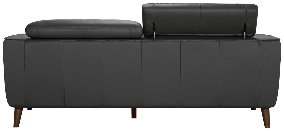 3-SITZER-SOFA Echtleder Grau  - Grau, KONVENTIONELL, Leder/Holz (212/92,5/96,5cm) - MID.YOU