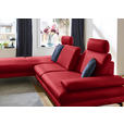 ECKSOFA in Echtleder Rot  195/308 cm  - Rot/Schwarz, Design, Leder/Metall (195/308cm) - Dieter Knoll