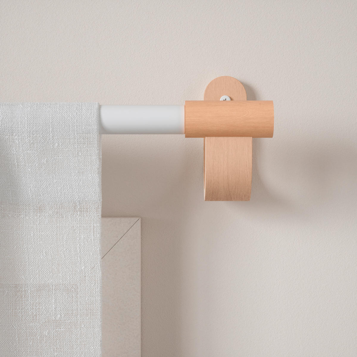 GARDINSTÅNG 107 cm  - vit/naturfärgad, Klassisk, metall/trä (107cm) - Umbra