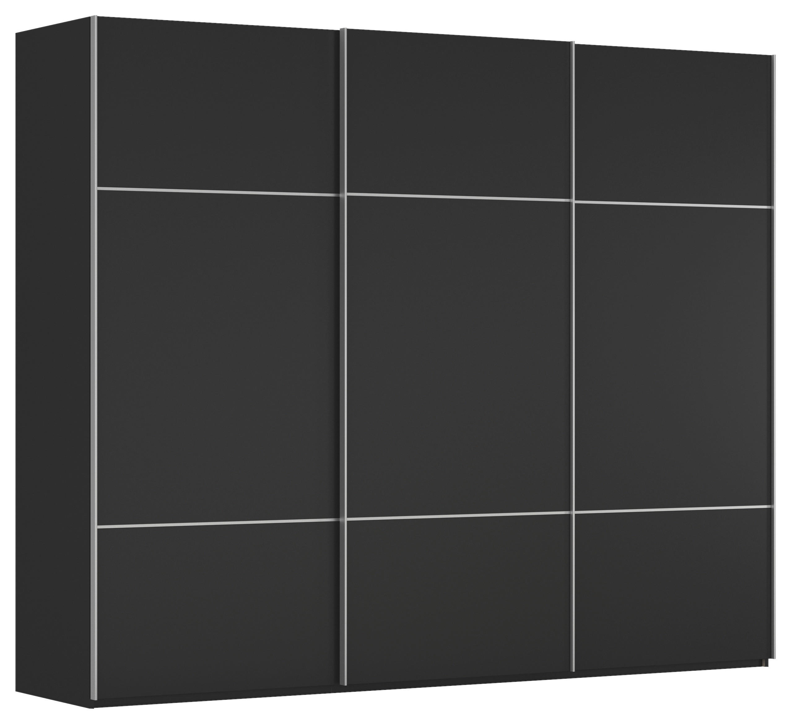 SCHWEBETÜRENSCHRANK Schwarz  - Alufarben/Schwarz, Konventionell, Holzwerkstoff/Metall (301/223/68cm) - Novel