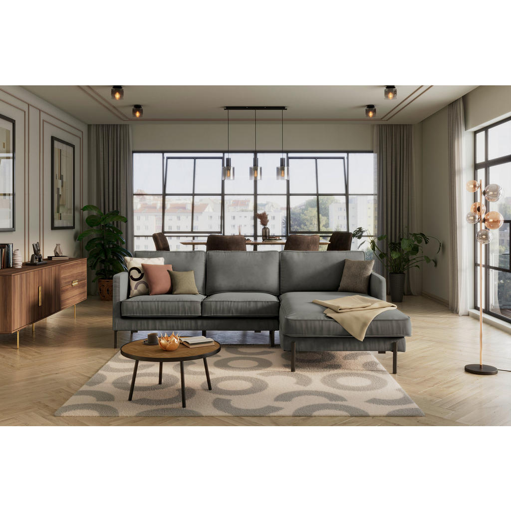 Thumbnail - Livetastic Ecksofa, Dunkelgrau, Textil, 3-Sitzer, Ottomane rechts, L-Form, 232x154 cm, Rücken echt, Armteil links, Wohnz...