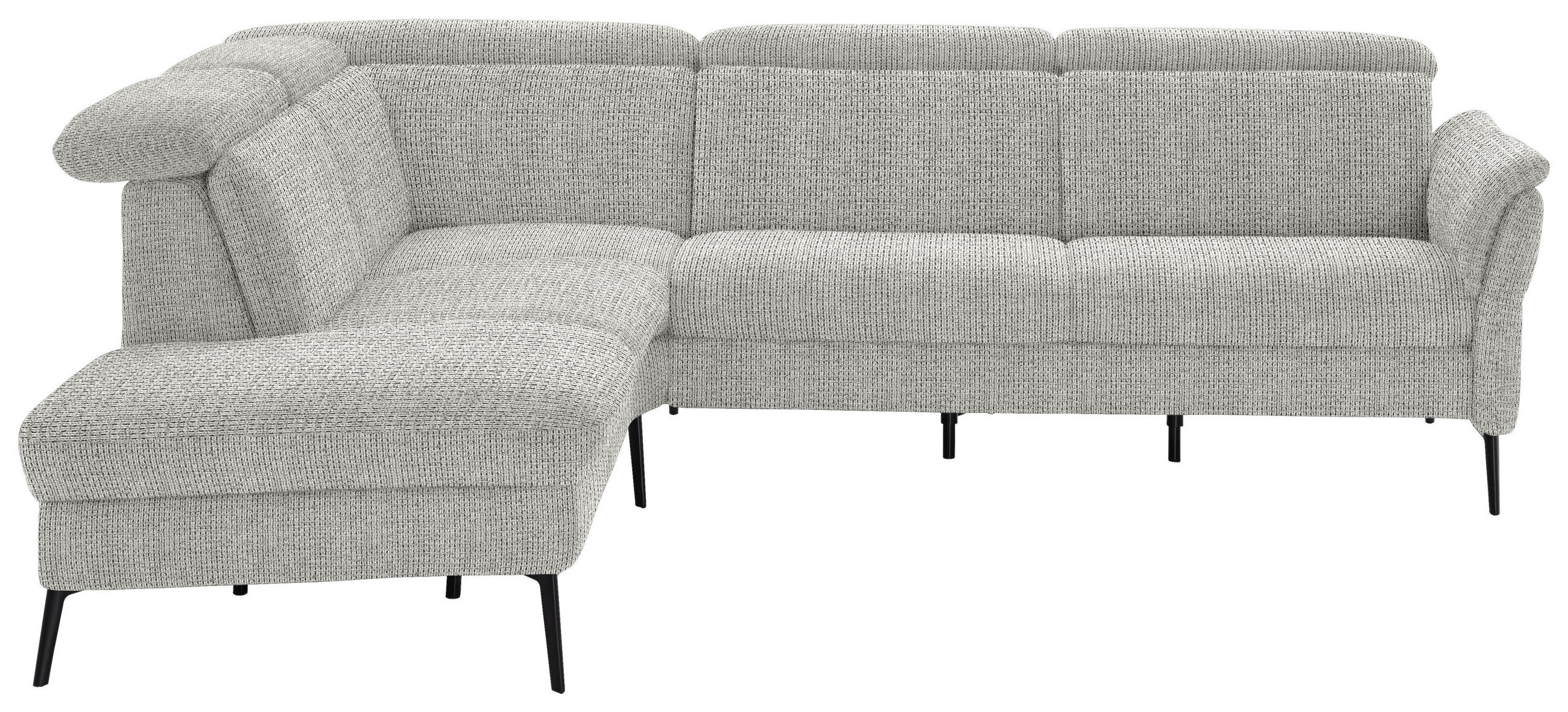 ECKSOFA in Struktur Silberfarben  - Silberfarben/Schwarz, Modern, Textil/Metall (235/275cm) - Cantus