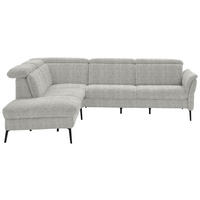 ECKSOFA in Struktur Silberfarben  - Silberfarben/Schwarz, Modern, Textil/Metall (235/275cm) - Cantus