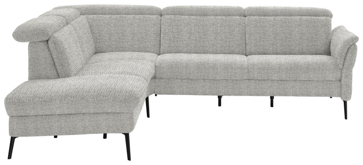 ECKSOFA in Struktur Silberfarben  - Silberfarben/Schwarz, Modern, Textil/Metall (235/275cm) - Cantus