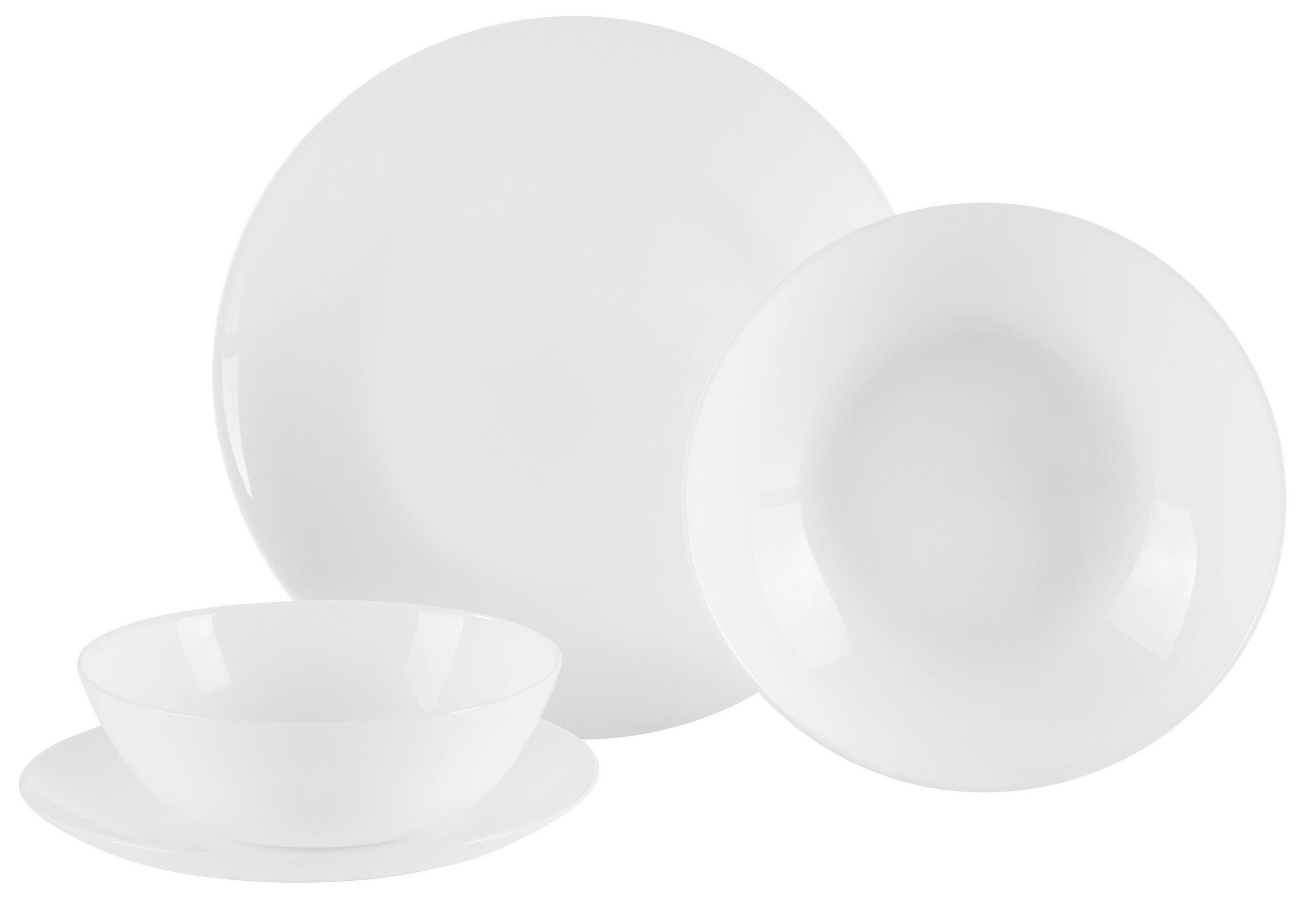 TAFELSERVICE 16-teilig  - Weiß, Basics, Glas - Boxxx