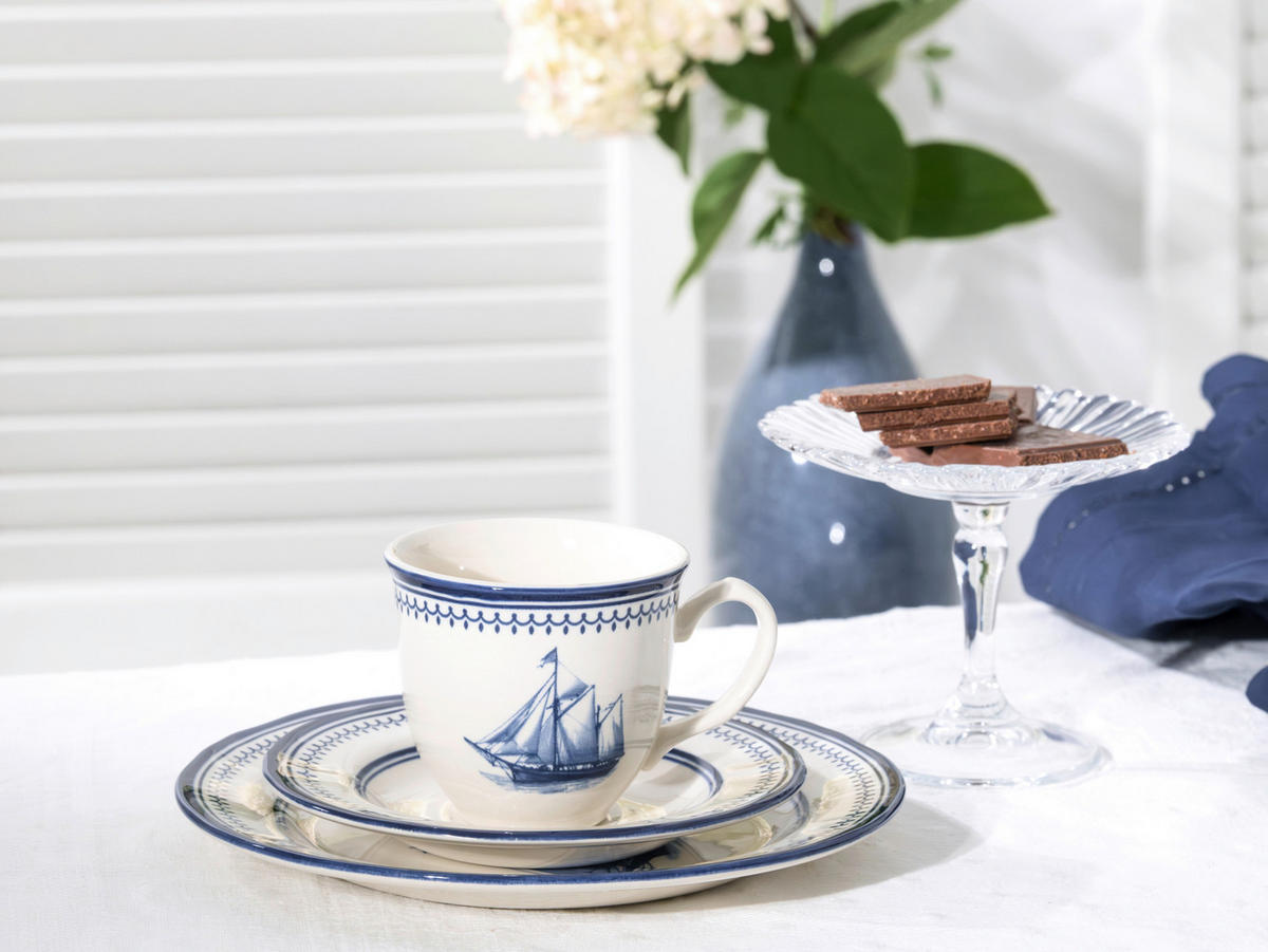 KAFFEESERVICE Blau, Weiß Segelschiff blau 18-teilig  - Blau/Weiß, Basics, Keramik - Creatable