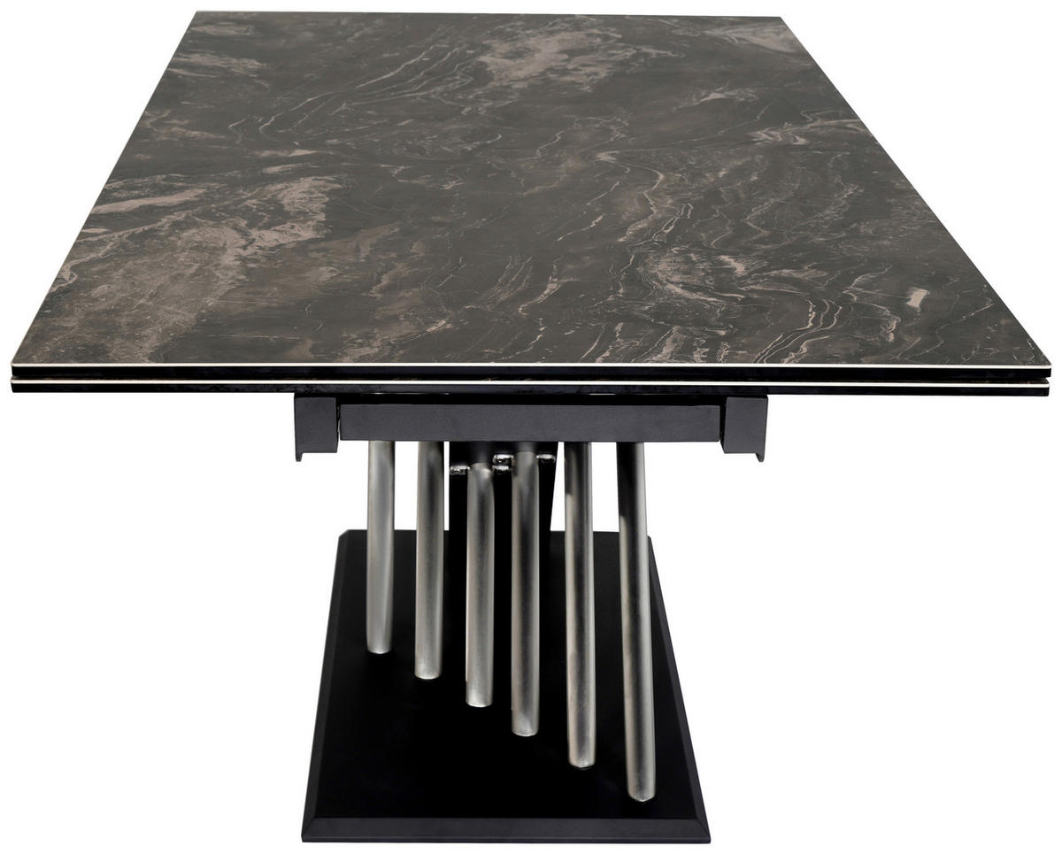 ESSTISCH 200-300/100/76 cm  Metall, Glas, Keramik ausziehbar rechteckig Schwarz, Edelstahlfarben  - Edelstahlfarben/Schwarz, Design, Glas/Keramik (200-300/100/76cm) - Belluti