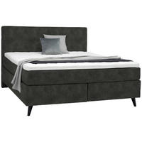 BOXSPRINGBETT 180/200 cm  in Dunkelgrau  - Dunkelgrau/Schwarz, Konventionell, Holz/Textil (180/200cm) - Voleo