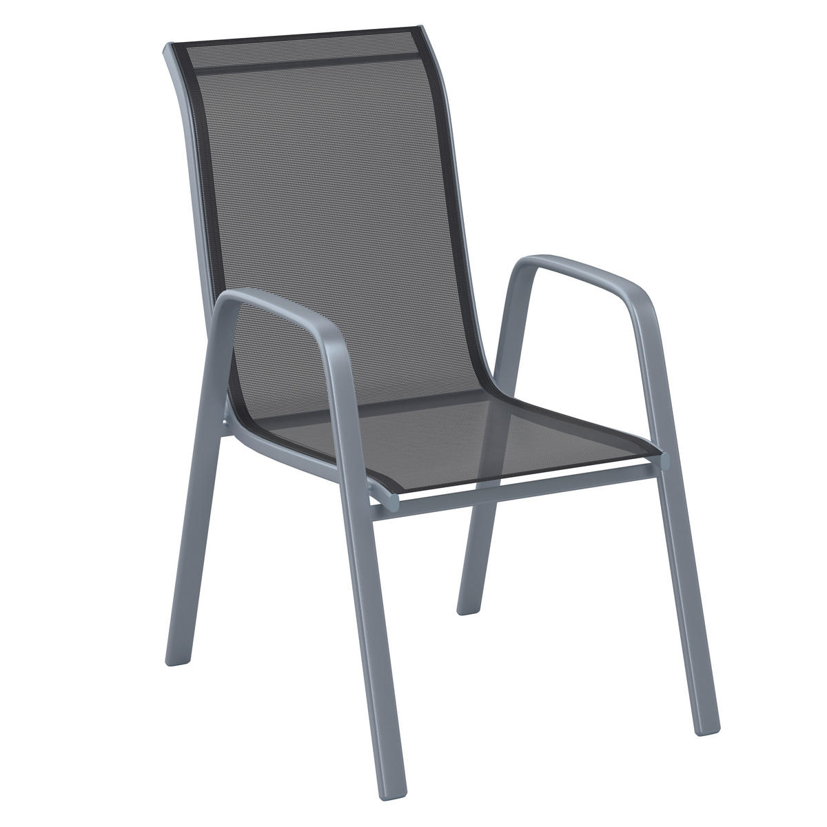 BAŠTENSKA STOLICA ZA SLAGANJE - srebrna/crna, Konvencionalno, metal/tekstil (54/93/74cm) - Ambia Garden