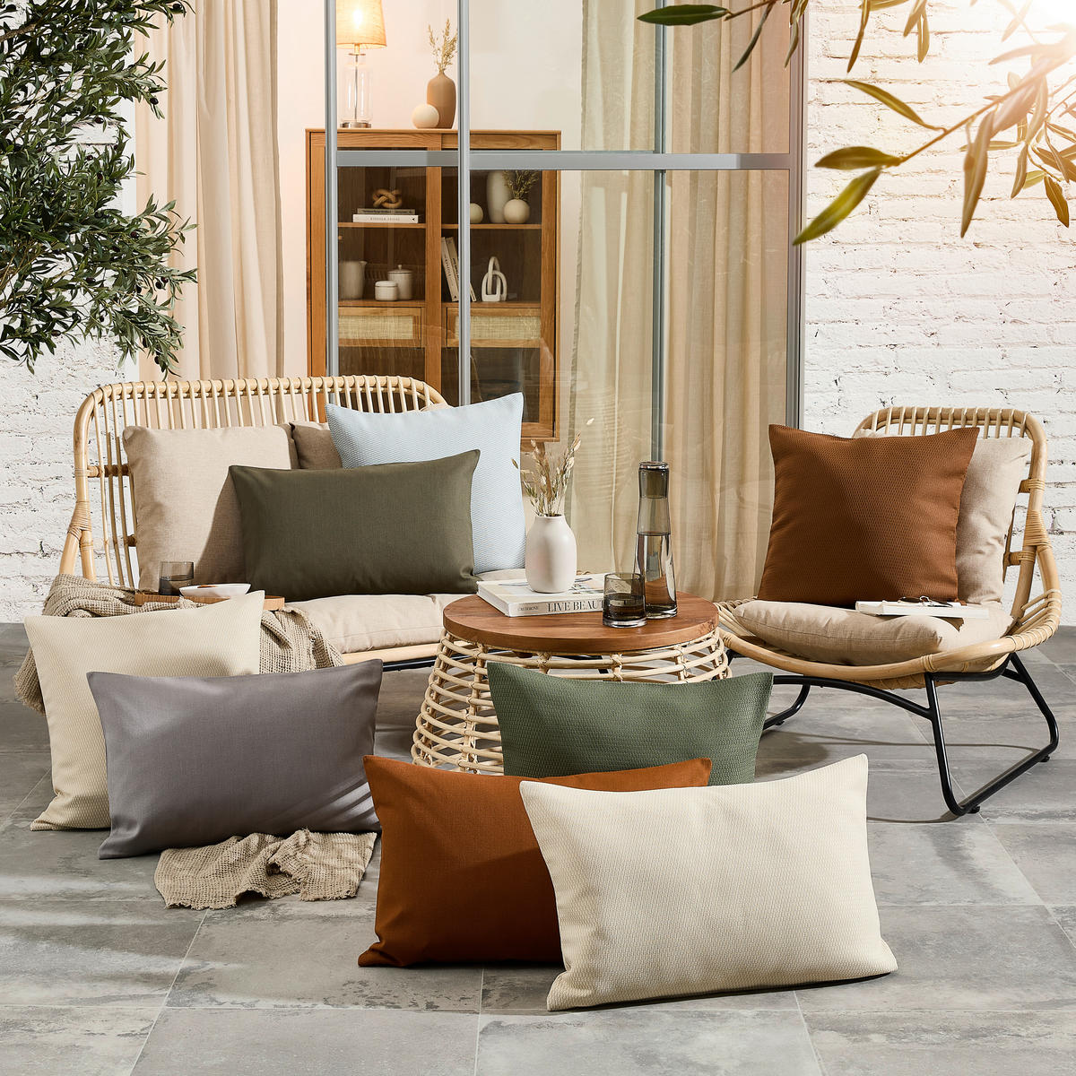 POTAH NA VENKOVNÍ POLŠTÁŘ  50/50 cm - zelená, textil (50/50cm) - Ambia Garden