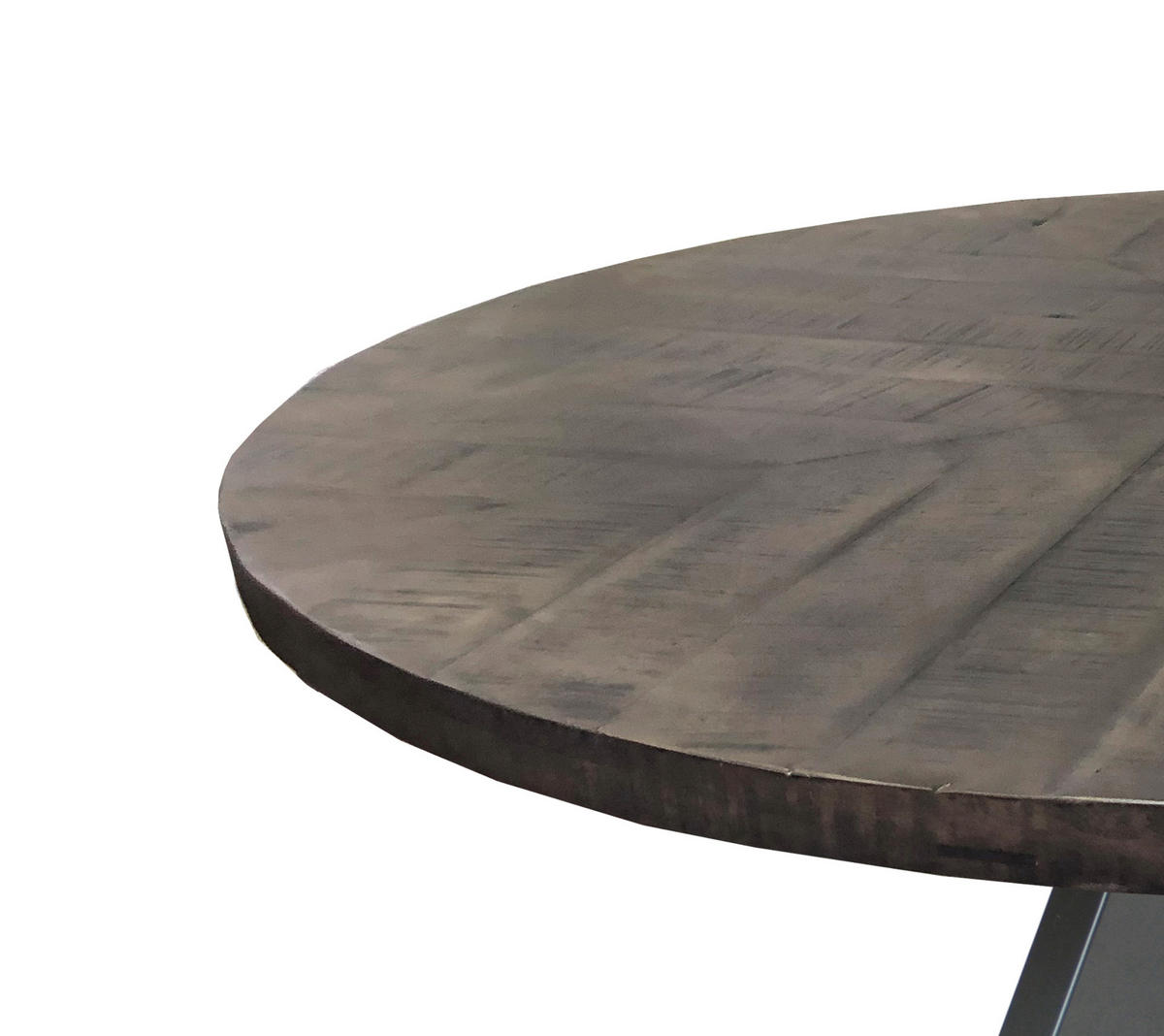 ESSTISCH 120/120/76 cm Echtholz  Holz, Metall rund Grau, Silberfarben  - Silberfarben/Grau, MODERN, Holz/Metall (120/120/76cm) - MID.YOU