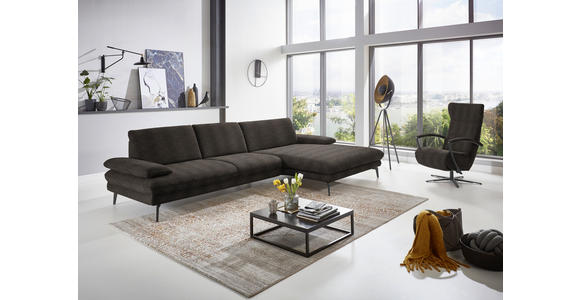 ECKSOFA in Chenille Fango 310/180 cm - Fango/Schwarz, Design, Textil/Metall (310/180cm) - Dieter Knoll