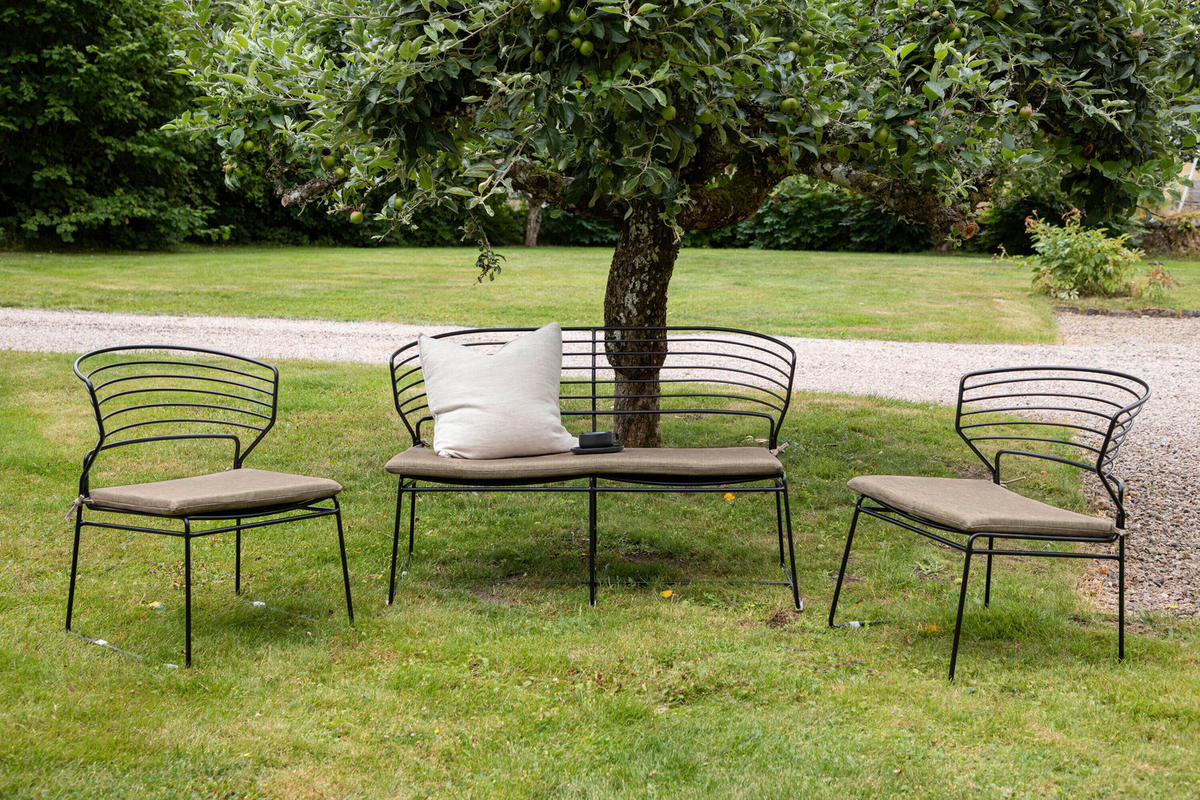 LOUNGEGARNITUR Stahl  - Beige/Schwarz, MODERN, Textil/Metall (110/75,5/65,9cm) - Gardenson