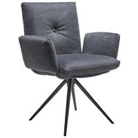 ARMLEHNSTUHL  in beflockt  - Dunkelgrau/Anthrazit, Design, Textil/Metall (70/89/68cm) - Dieter Knoll