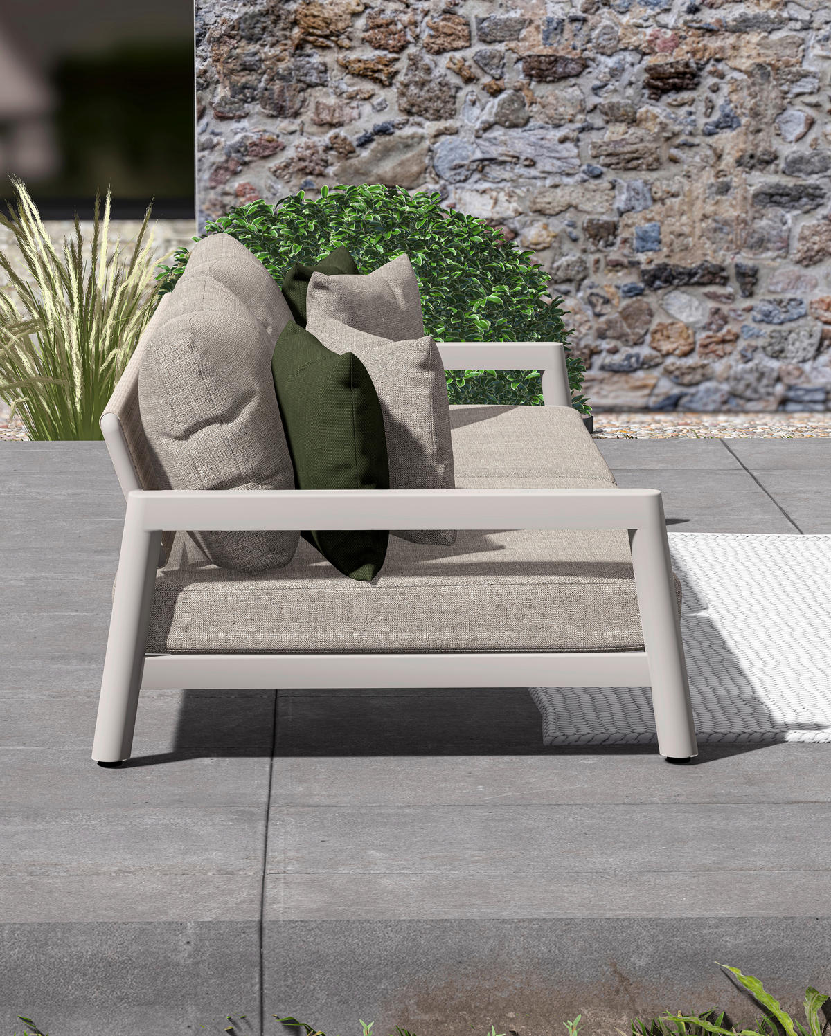 LOUNGESOFA 236/72/126 cm Aluminium  - Sandfarben/Dunkelgrün, Design, Kunststoff/Textil (236/72/126cm) - Zebra 