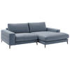 ECKSOFA in Velours Blau  - Blau/Schwarz, Design, Textil/Metall (253/177cm) - Dieter Knoll
