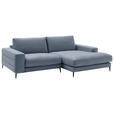 ECKSOFA in Velours Blau  253/177 cm  - Blau/Schwarz, Design, Textil/Metall (253/177cm) - Dieter Knoll
