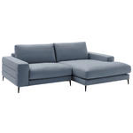 ECKSOFA in Velours Blau  253/177 cm  - Blau/Schwarz, Design, Textil/Metall (253/177cm) - Dieter Knoll