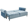 BIGSOFA in Samt Hellblau  - Schwarz/Hellblau, Design, Holz/Textil (248/96/95cm) - Carryhome