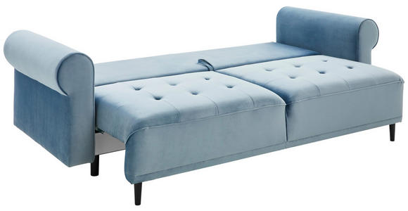 BIGSOFA in Samt Hellblau  - Schwarz/Hellblau, Design, Holz/Textil (248/96/95cm) - Carryhome