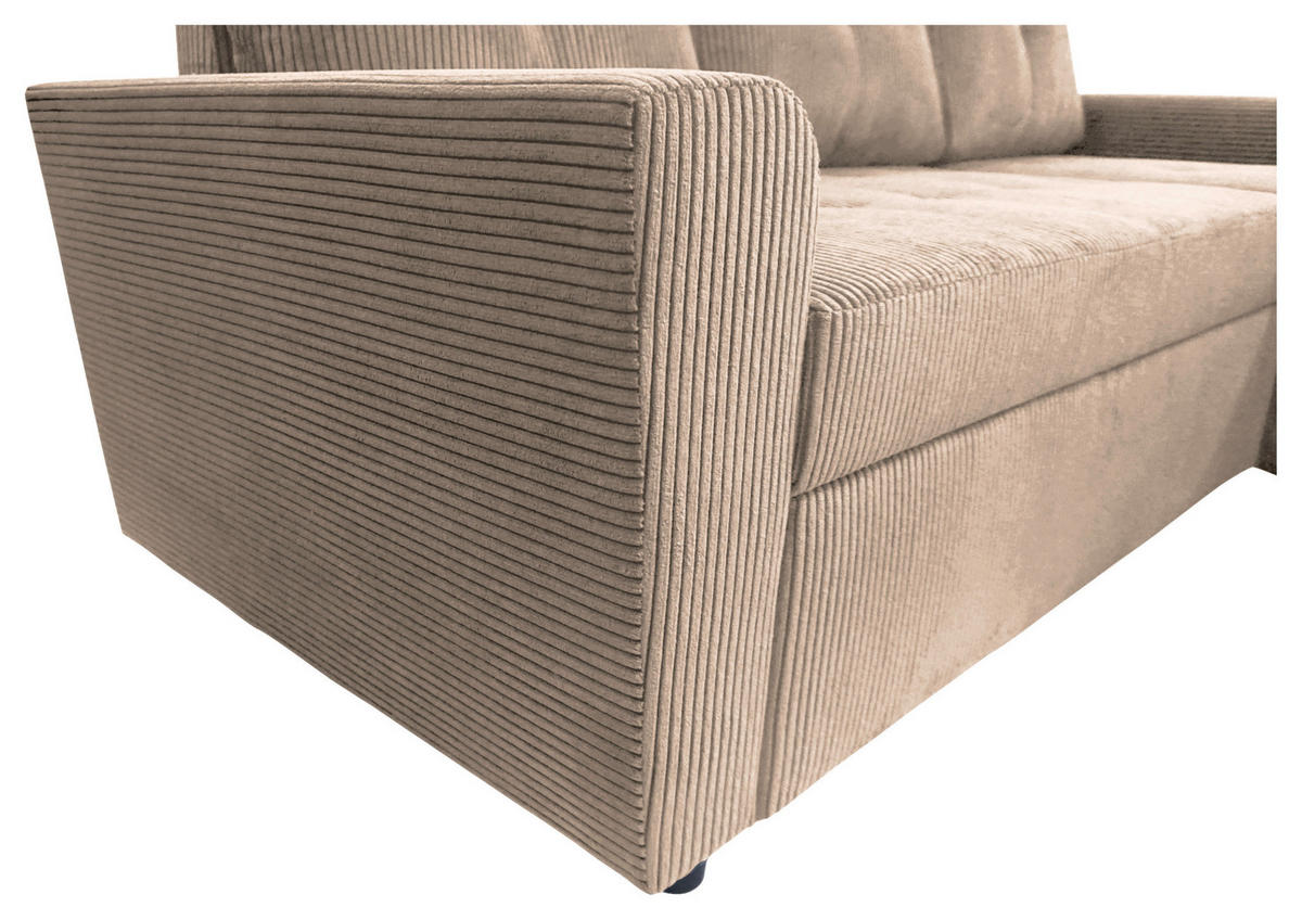 ECKSOFA TERMOLI in Cord Taupe  231/155 cm  - Taupe/Schwarz, Design, Kunststoff/Textil (231/155cm) - MID.YOU