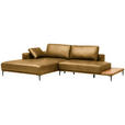 ECKSOFA  in Echtleder Senfgelb  201/304 cm  - Senfgelb/Schwarz, Design, Leder/Metall (201/304cm) - Belluti