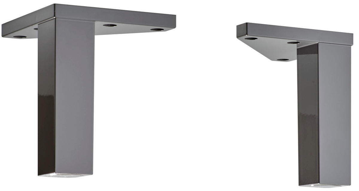 FUßSET 2,5/10/2,5 cm   - Graphitfarben/Grau, MODERN, Metall (2,5/10/2,5cm) - Xora