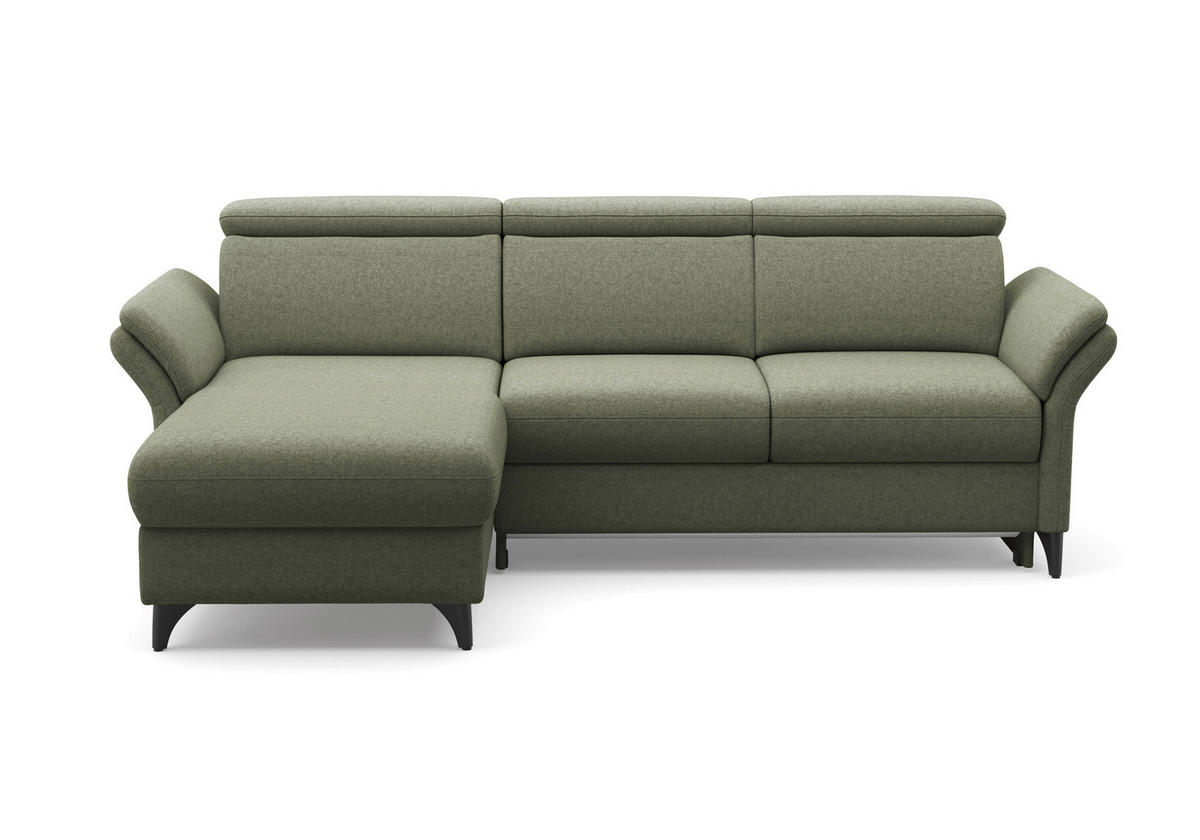 ECKSOFA Flachgewebe Olivgrün  - Schwarz/Olivgrün, Konventionell, Textil/Metall (166/253cm) - Sit & More