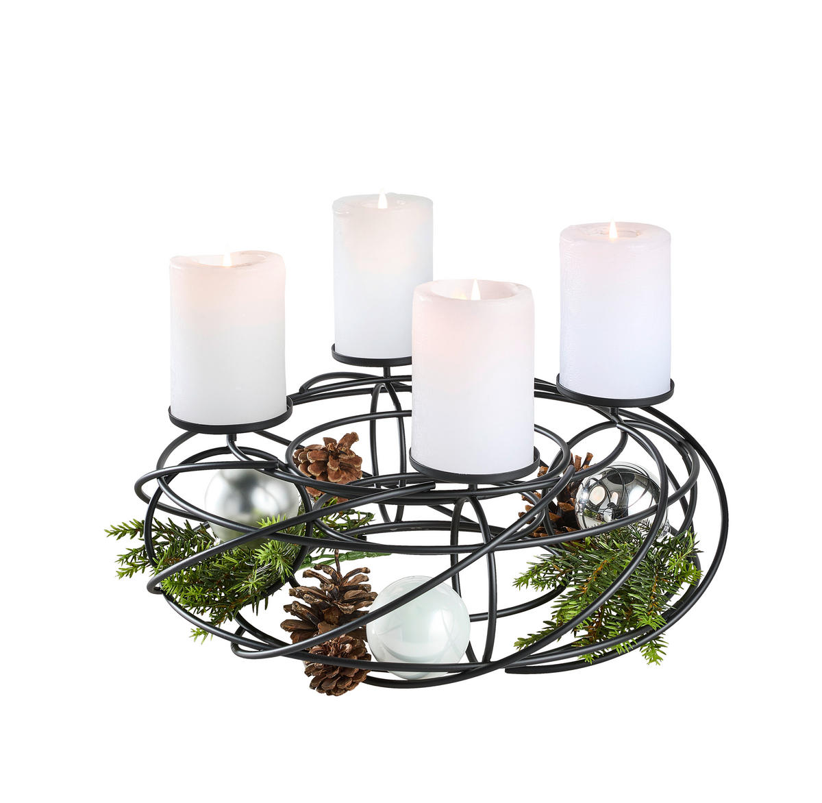 ADVENTSKRANZ  - Schwarz, MODERN, Metall (35cm) - Justinus