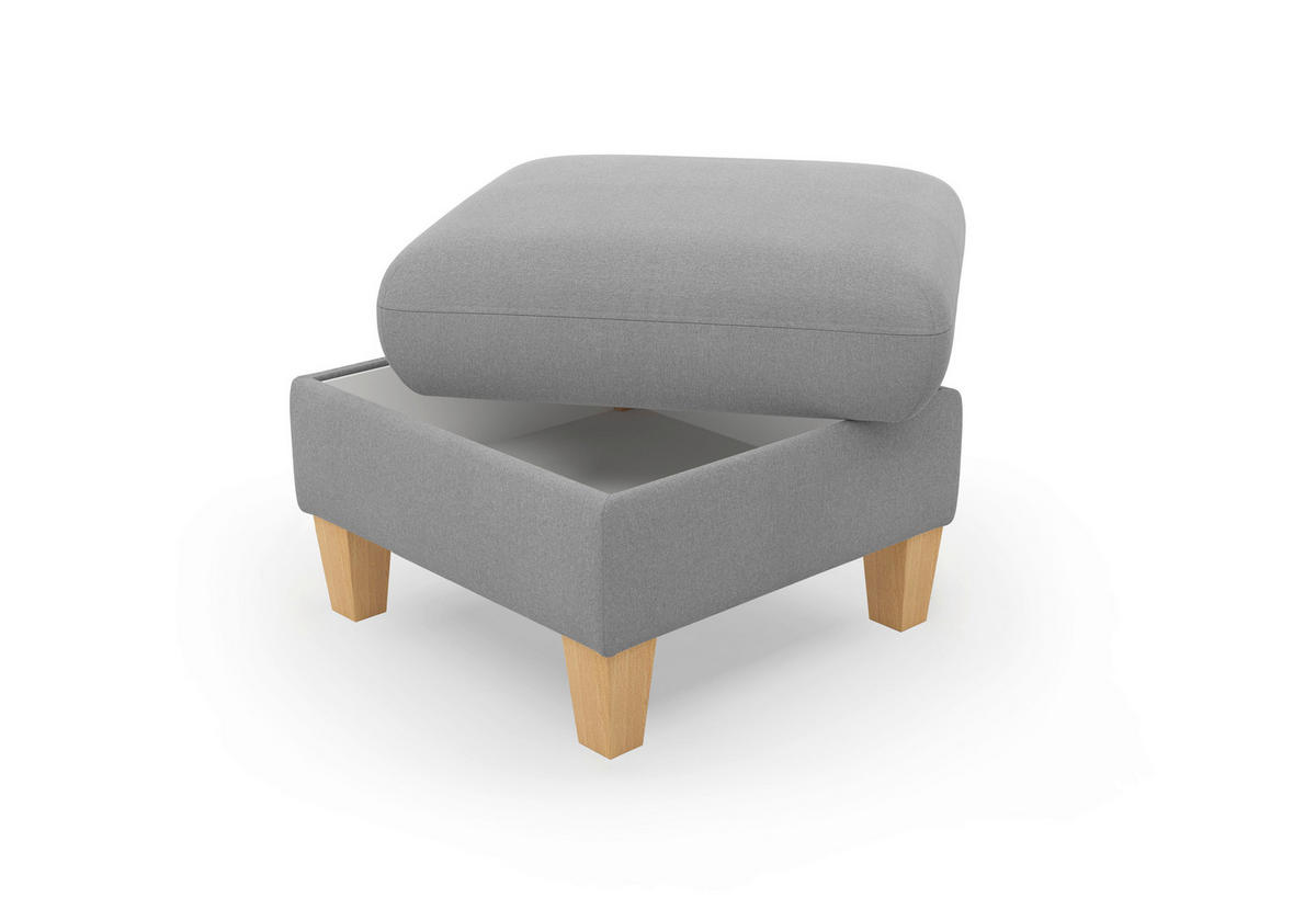 HOCKER Flachgewebe Grau  - Eichefarben/Grau, KONVENTIONELL, Holz/Textil (58/47/58cm) - Sit & More