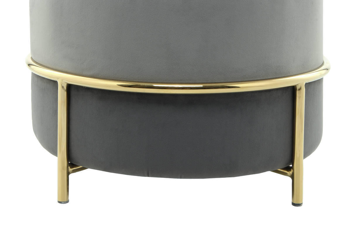 HOCKER Samt Grau, Goldfarben  - Goldfarben/Grau, Basics, Textil/Metall (48,5/46/48,5cm) - Kayoom