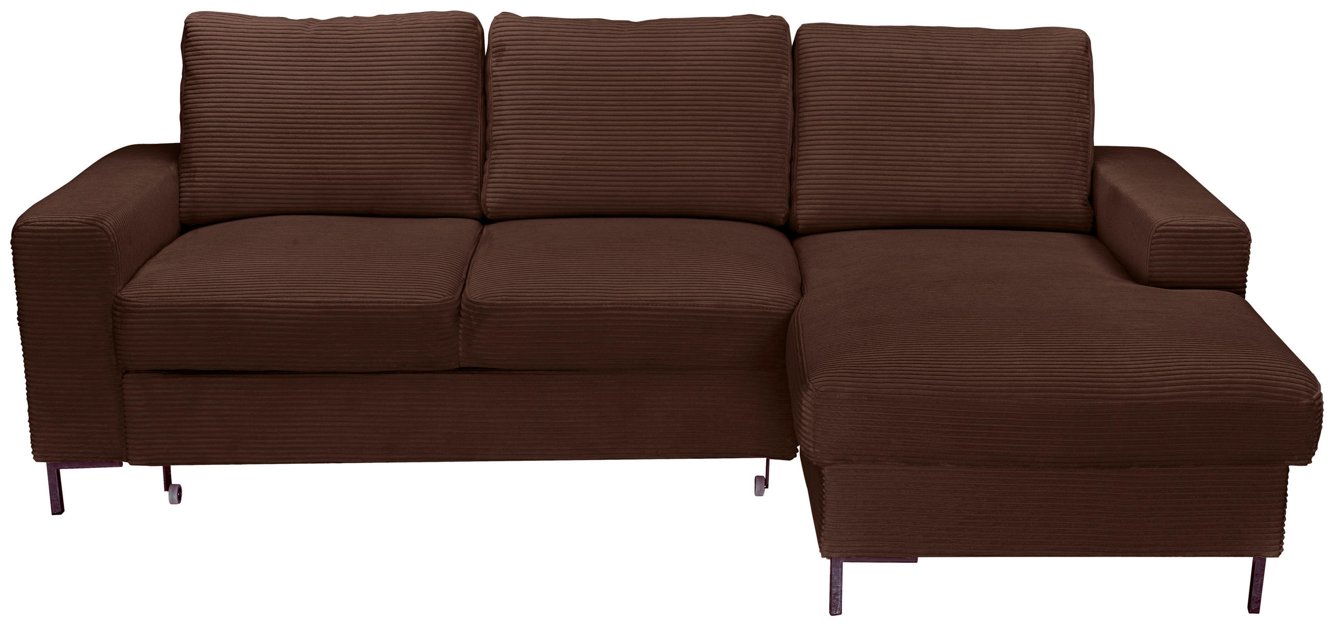 ECKSOFA Dunkelbraun Cord  - Dunkelbraun/Schwarz, KONVENTIONELL, Textil/Metall (240/150cm) - Carryhome