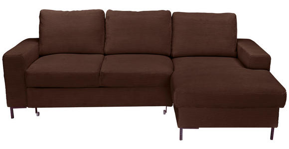 ECKSOFA Dunkelbraun Cord  - Dunkelbraun/Schwarz, KONVENTIONELL, Textil/Metall (240/150cm) - Carryhome