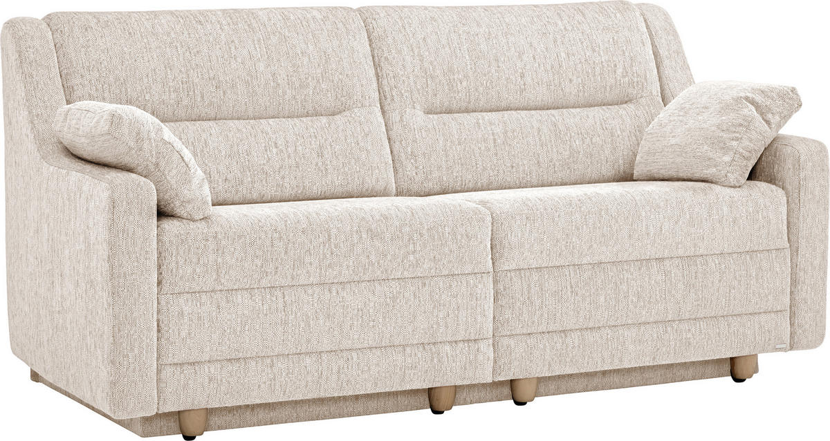 SCHLAFSOFA  mit Typenauswahl, Fußauswahl, Stoffauswahl, Liegefunktion, Sitzqualitäten, Schlafen auf Sitzhöhe, Hocker erhältlich, Rückenfutter Chenille Naturfarben  - Buchefarben/Naturfarben, KONVENTIONELL, Holz/Textil (184/88/91cm) - Sedda