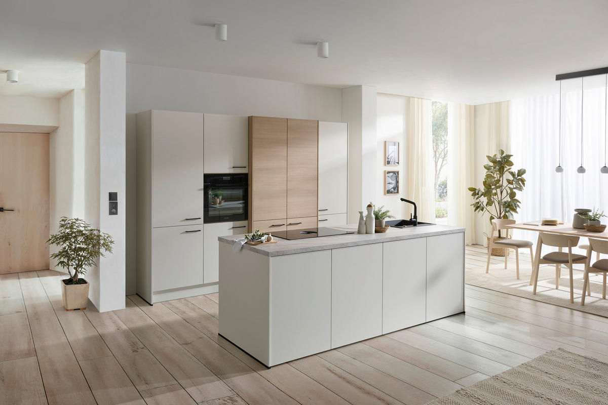 EINBAUKÜCHE 512  - Eichefarben/Schwarz, Basics, Holzwerkstoff/Metall (286cm) - Venda