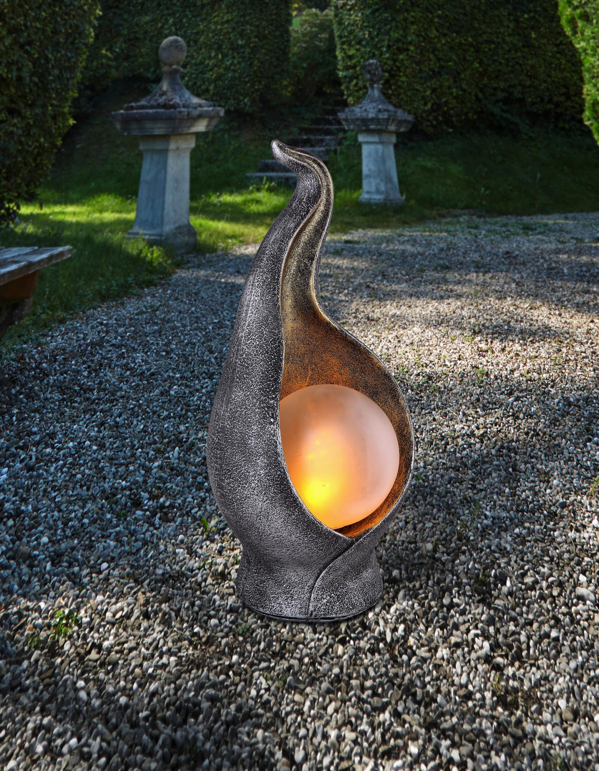 SOLARLEUCHTE - Silberfarben/Goldfarben, Lifestyle, Glas/Kunststoff (12/11/26,5cm) - Ambia Garden