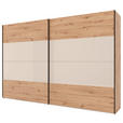 SCHWEBETÜRENSCHRANK 200/222/68 cm 2-türig Eiche Artisan, Elfenbein  - Elfenbein/Schwarz, Design, Glas/Holzwerkstoff (200/222/68cm) - Dieter Knoll